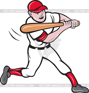 Baseball player batting cartoon style - vector clipart