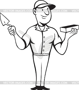 Bricklayer mason standing - vector image