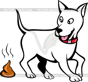 Dog with poo - vector clip art