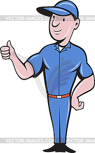 Repairman tradesman worker thumbs up - vector image