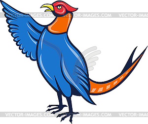 Illustration of a cartoon pheasant bird pointing - vector clipart