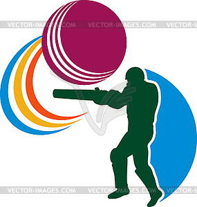 Cricket player batsman batting ball - vector clipart