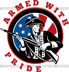 American revolutionary soldier with rifle flag - vector clipart