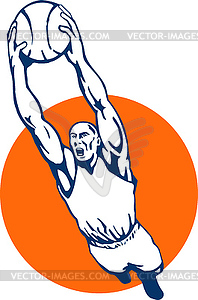 Баскетболист Dunking мяча - графика в векторном формате
