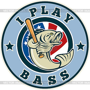 Largemouth bass playing baseball bat - vector image