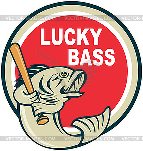 Bass with baseball bat lucky bass - vector clipart