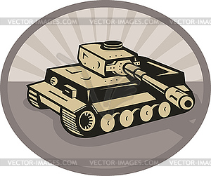 German panzer battle tank aiming cannon - vector clipart