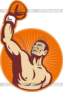 Boxer punching fist up air - royalty-free vector clipart