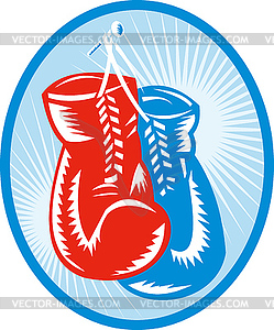 Red and blue boxing gloves - vector clipart