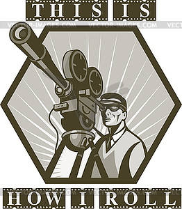 Vintage movie or television film camera director - vector clip art