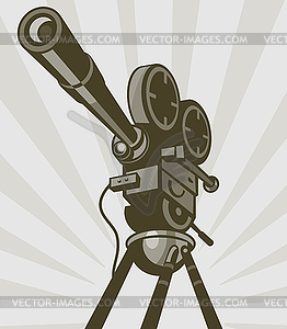 Vintage movie or television film camera - vector image