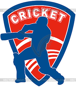 Cricket player batsman batting shield - vector clipart