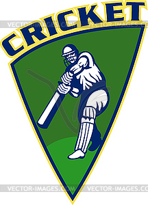 Cricket sports batsman batting shield - vector image