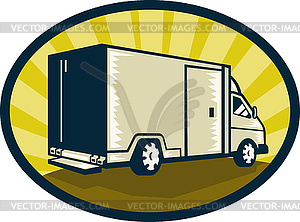 Delivery van viewed of rear side - color vector clipart