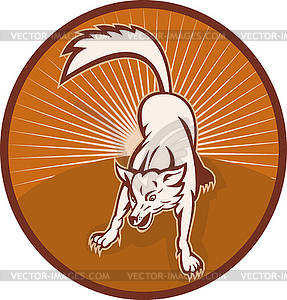 Angry wild dog or wolf barking - vector clipart