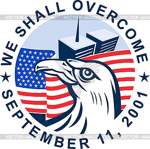 9/11 memorial american eagle flag twin towers - vector clipart