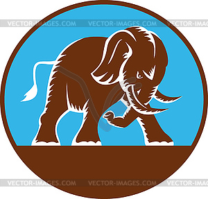 African bull elephant charging attacking - vector image