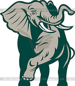 African elephant charging attacking - vector clipart / vector image