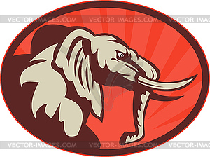 Angry african elephant bull side view - vector clipart