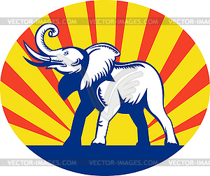 Африканский слон атакует зарядки - цветной векторный клипарт