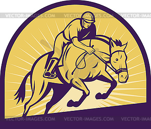 Equestrian show jumping with horse - vector clip art