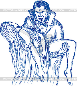 Count Dracula or vampire carrying his prey - vector clipart
