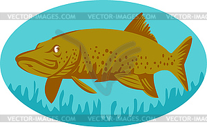 Pike or muskie fish swimming - vector clipart