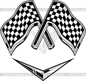 Metallic racing checkered flag crossed - vector image