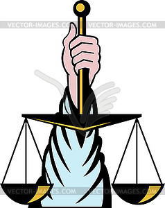 Hand holding scales of justice - vector image