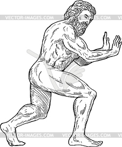 Hercules pushing - vector clip art