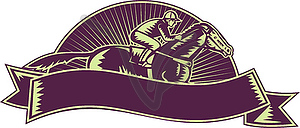 Horse and jockey racing race woodcut - vector clipart