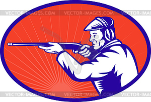 Hunter aiming shotgun rifle side - vector clipart