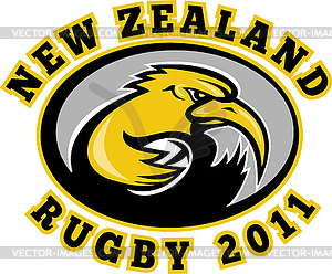 Kiwi rugby player running with ball - vector clip art