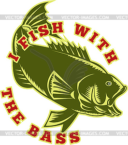 Largemouth bass fish jumping - stock vector clipart