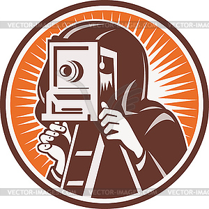 Photographer with vintage camera - vector clipart / vector image
