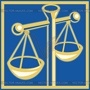 Scales of justice set inside square - vector image