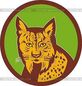 Iberian Lynx head front - vector clip art