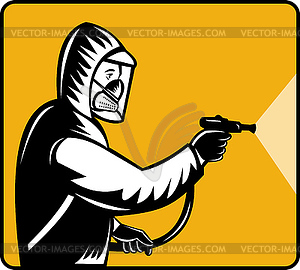 Pest control exterminator spraying pesticide - royalty-free vector clipart