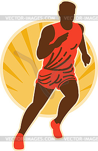 Marathon runner running - vector clip art