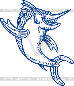 Blue Marlin размахивая привет - векторное изображение клипарта
