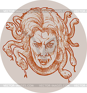 Medusa greek Methology snakes as hair - vector image