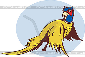 Cartoon Pheasant bird flying - vector clipart
