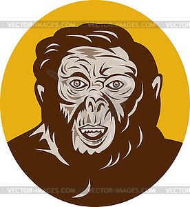 Prehistoric man head facing front - vector clipart