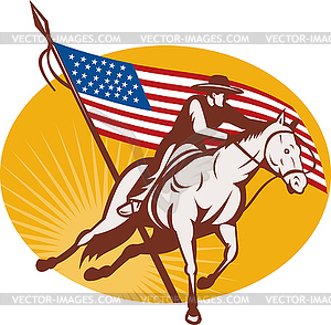 Rodeo cowboy horse riding - vector image