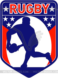 Rugby player passing ball shield - vector clipart / vector image