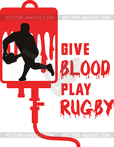 Rugby player passing ball front - vector clipart