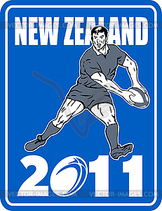 Регби игрок проходящий бал Новый Заланд 2011 - графика в векторном формате
