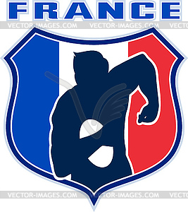 Rugby player france flag shield - vector clipart / vector image