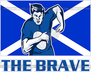 Rugby player scotland flag brave - vector image