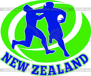 Rugby player tackle fending new zealand - vector clip art